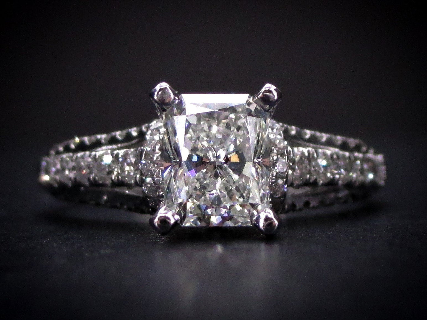 Estate 14k White Gold IGI 1.01ct Radiant Diamond Engagement Ring 3.7g i6879