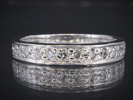 Estate 14k White Gold 3mm Natural .25ctw Diamond Ladies Band Ring 3.5g i7510