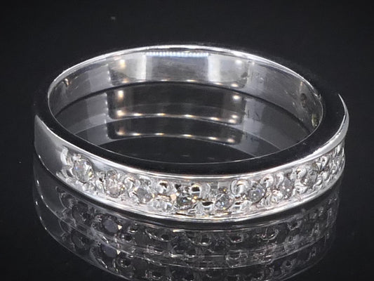Estate 14k White Gold 3mm Natural .25ctw Diamond Ladies Band Ring 3.5g i7510