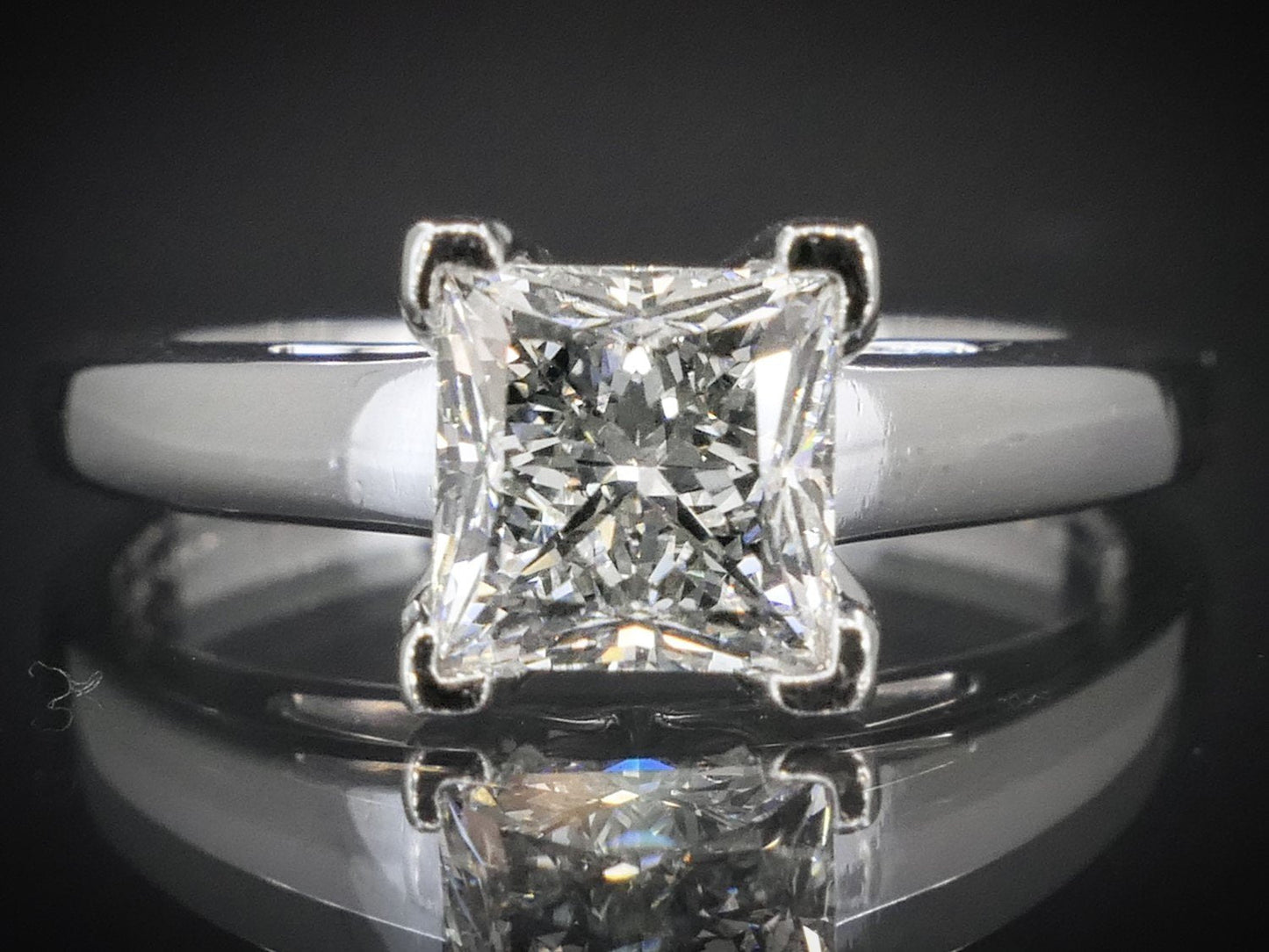 14k & Platinum GSI Princess LEO Natural 1.00ct Diamond Solitaire Ring 4.3g i7780