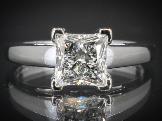 14k & Platinum GSI Princess LEO Natural 1.00ct Diamond Solitaire Ring 4.3g i7780