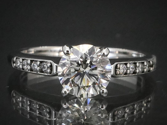 14k White Gold Round EGL Natural 1.01ct Diamond Engagement Ring 3.5g i8088