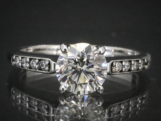 14k White Gold Round EGL Natural 1.01ct Diamond Engagement Ring 3.5g i8088