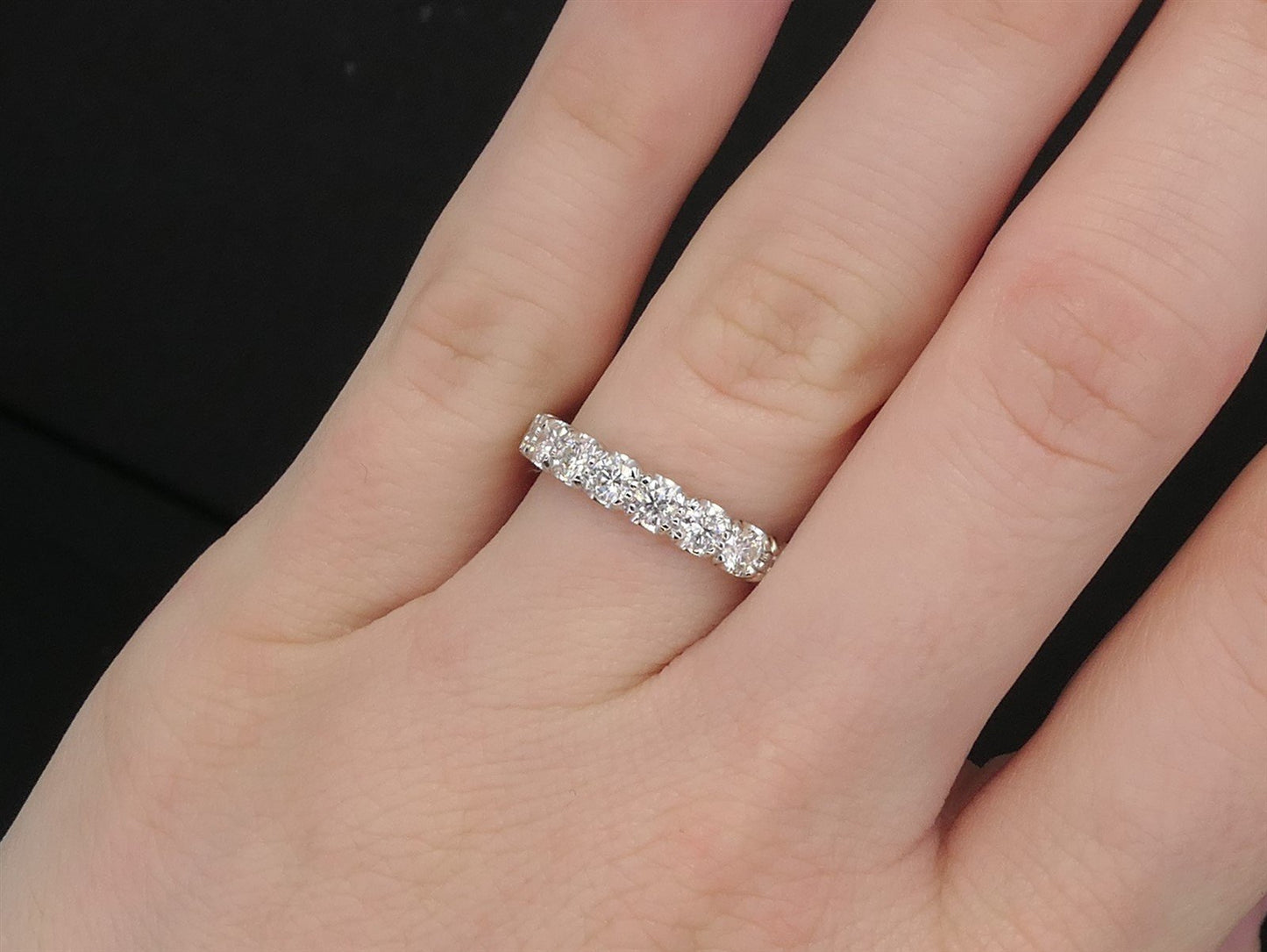 NEW 14k White Gold 4.3mm Natural 3.50ctw Diamond Eternity Band Ring 3.5g i8456