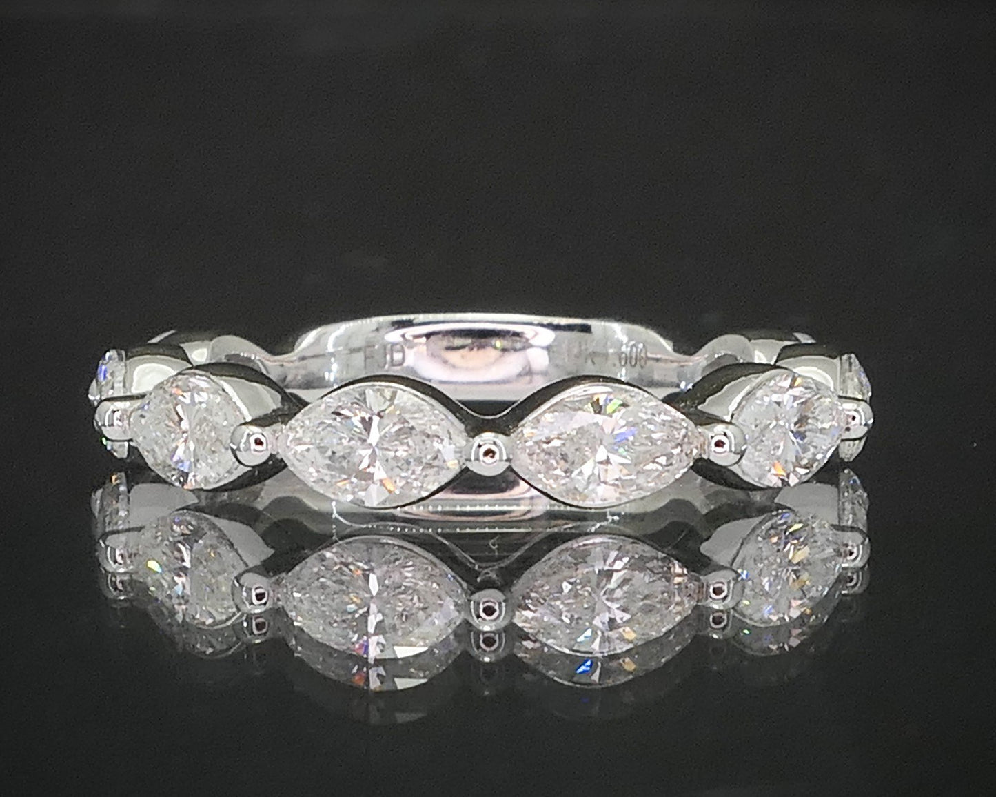 NEW 14k White Gold Marquise Natural 1.60ctw Diamond Ladies Band Ring 2.6g i8457