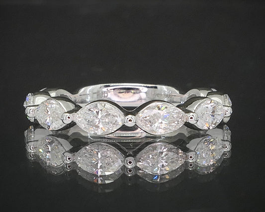 NEW 14k White Gold Marquise Natural 1.60ctw Diamond Ladies Band Ring 2.6g i8457