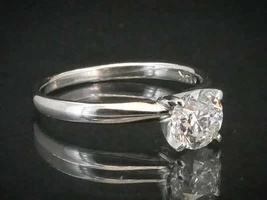 Estate 14k White Gold Round Cut Natural 1.15ct Diamond Solitaire Ring 2g i10006
