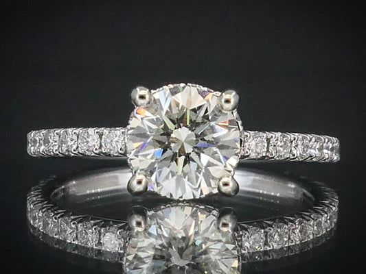 14k White Gold Round EGL Natural 1.05ct Diamond Engagement Ring 2g i8474