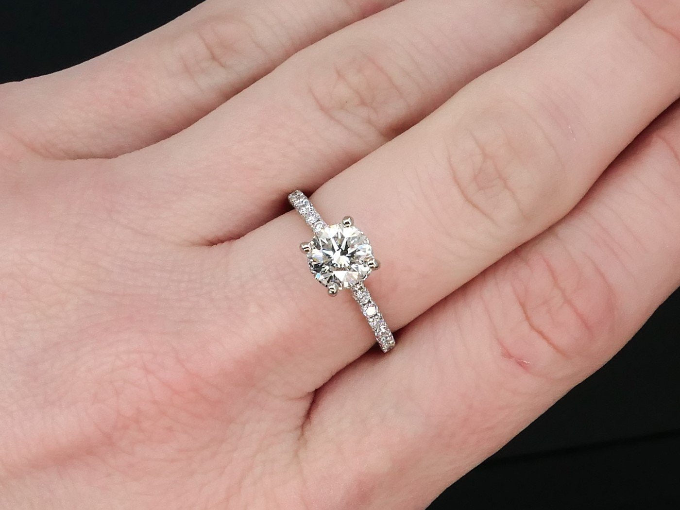 14k White Gold Round EGL Natural 1.05ct Diamond Engagement Ring 2g i8474