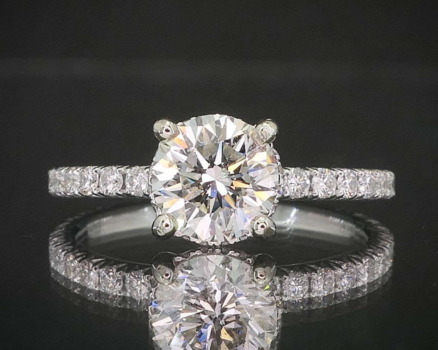 14k White Gold Round EGL Natural 1.05ct Diamond Engagement Ring 2g i8474