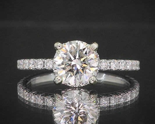 14k White Gold Round EGL Natural 1.05ct Diamond Engagement Ring 2g i8474