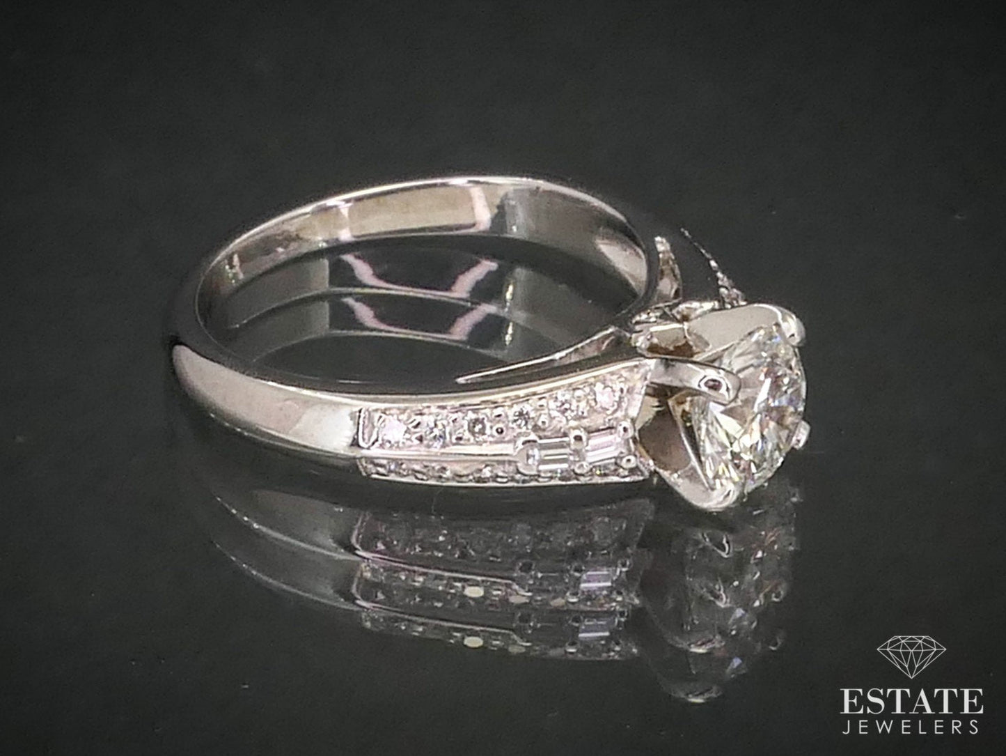 14k White Gold GIA Round Natural .93ctw Diamond Engagement Ring 3.1g i12021