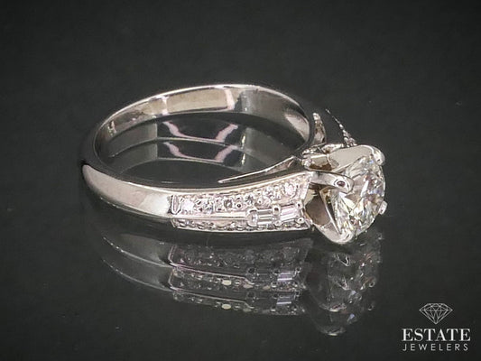 14k White Gold GIA Round Natural .93ctw Diamond Engagement Ring 3.1g i12021