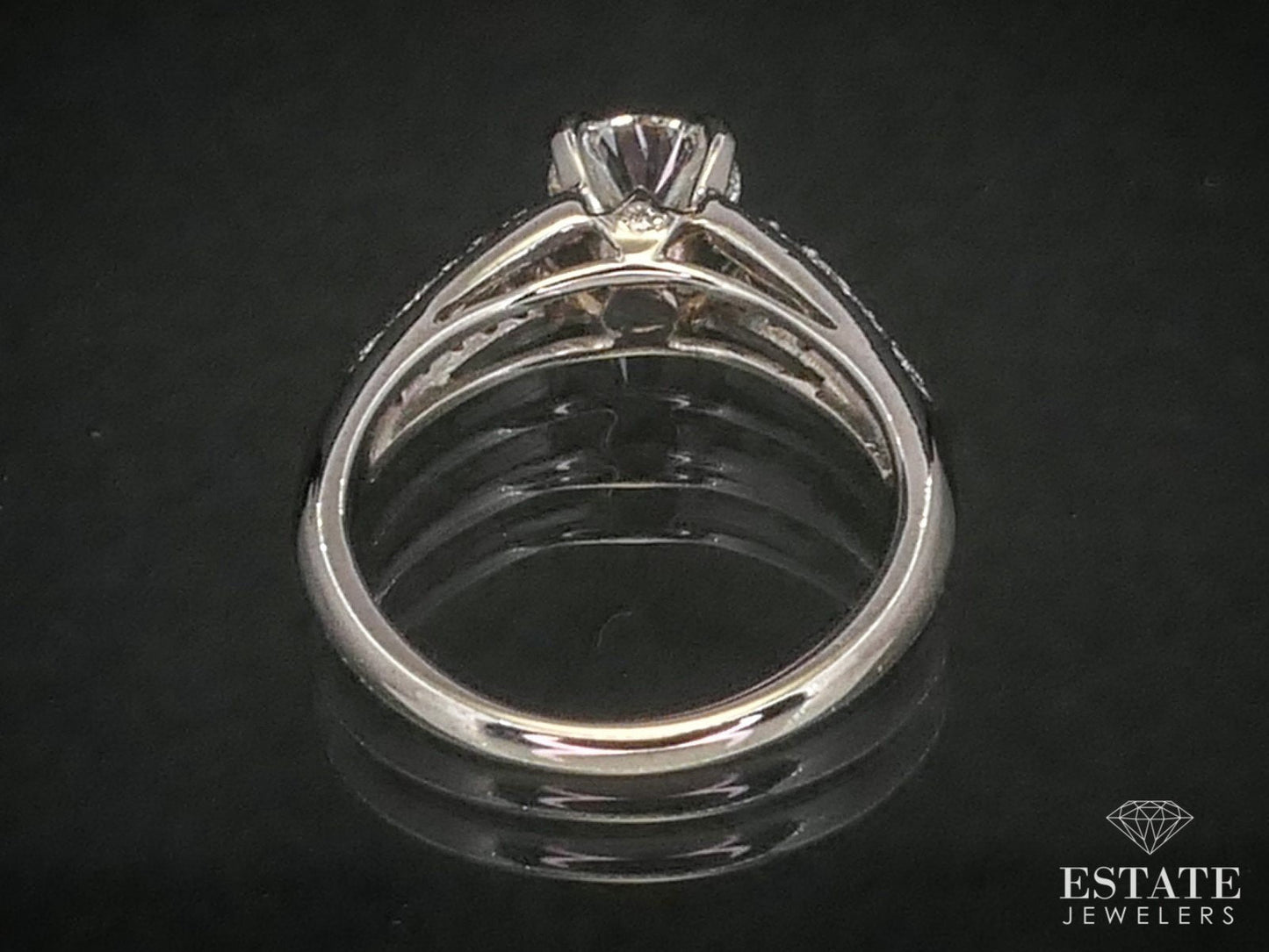 14k White Gold GIA Round Natural .93ctw Diamond Engagement Ring 3.1g i12021