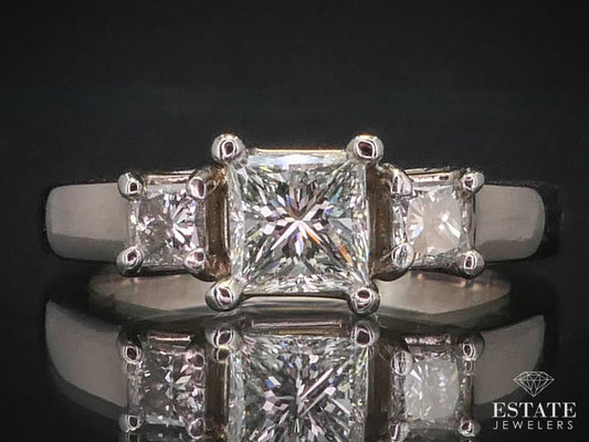 Estate 14k White Gold Princess Cut 1.00ctw Diamond Engagement Ring 6.1g i12111