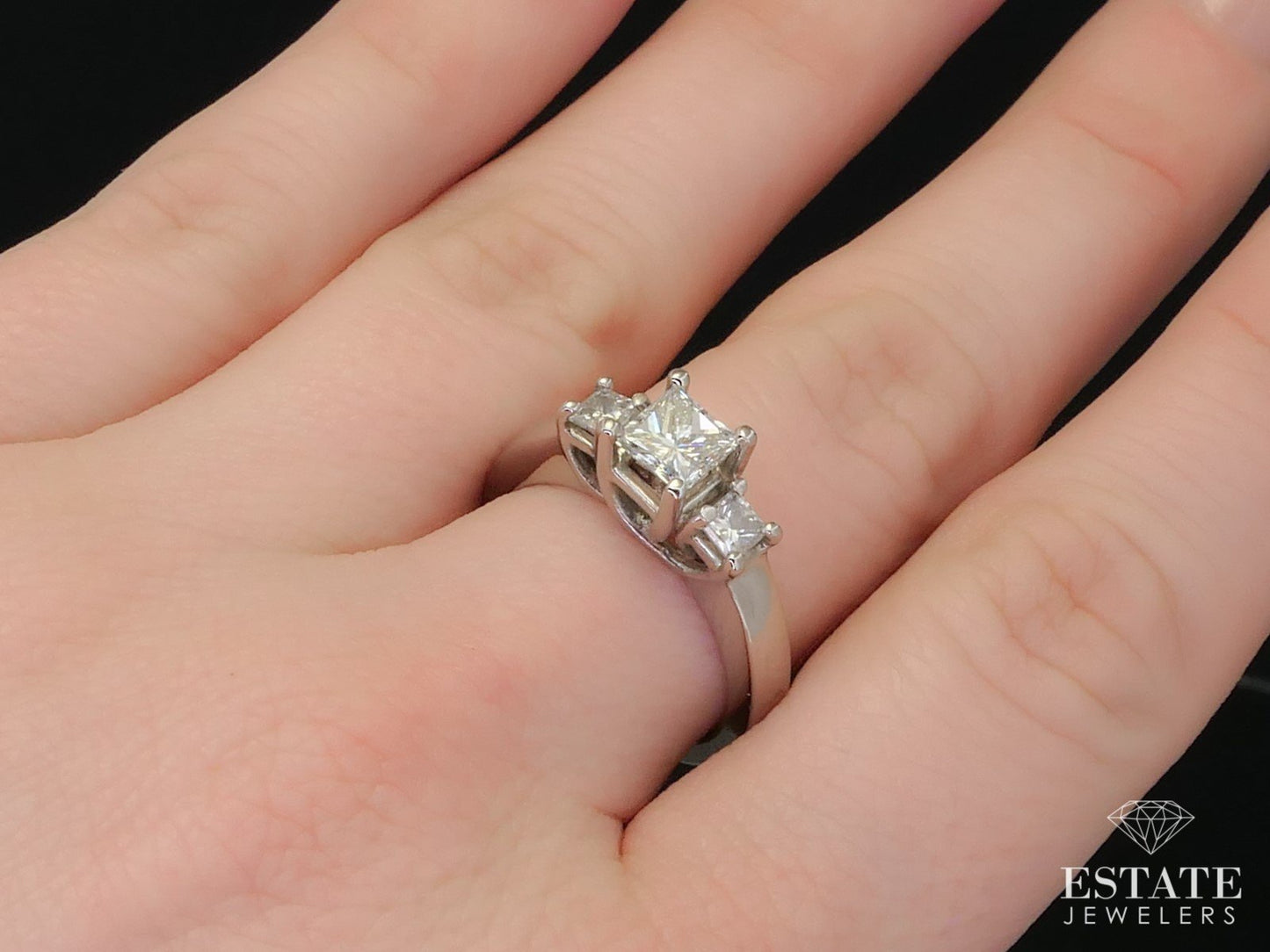 Estate 14k White Gold Princess Cut 1.00ctw Diamond Engagement Ring 6.1g i12111