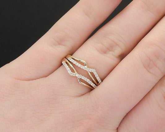 NEW 14k Yellow Gold Natural .25ctw Diamond Wedding Ring Set 5.0g i12218