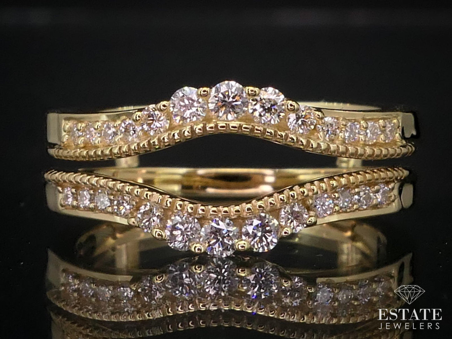 NEW 14k Yellow Gold Natural .33ctw Diamond Wedding Ring Guard Jacket 4.7g i12210