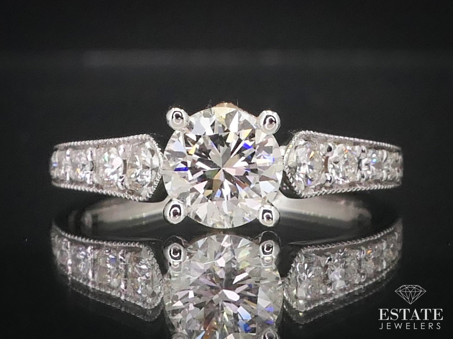 NEW 14k Two Tone Gold Round GIA Natural .98ct Diamond Engagement Ring 3g i11832