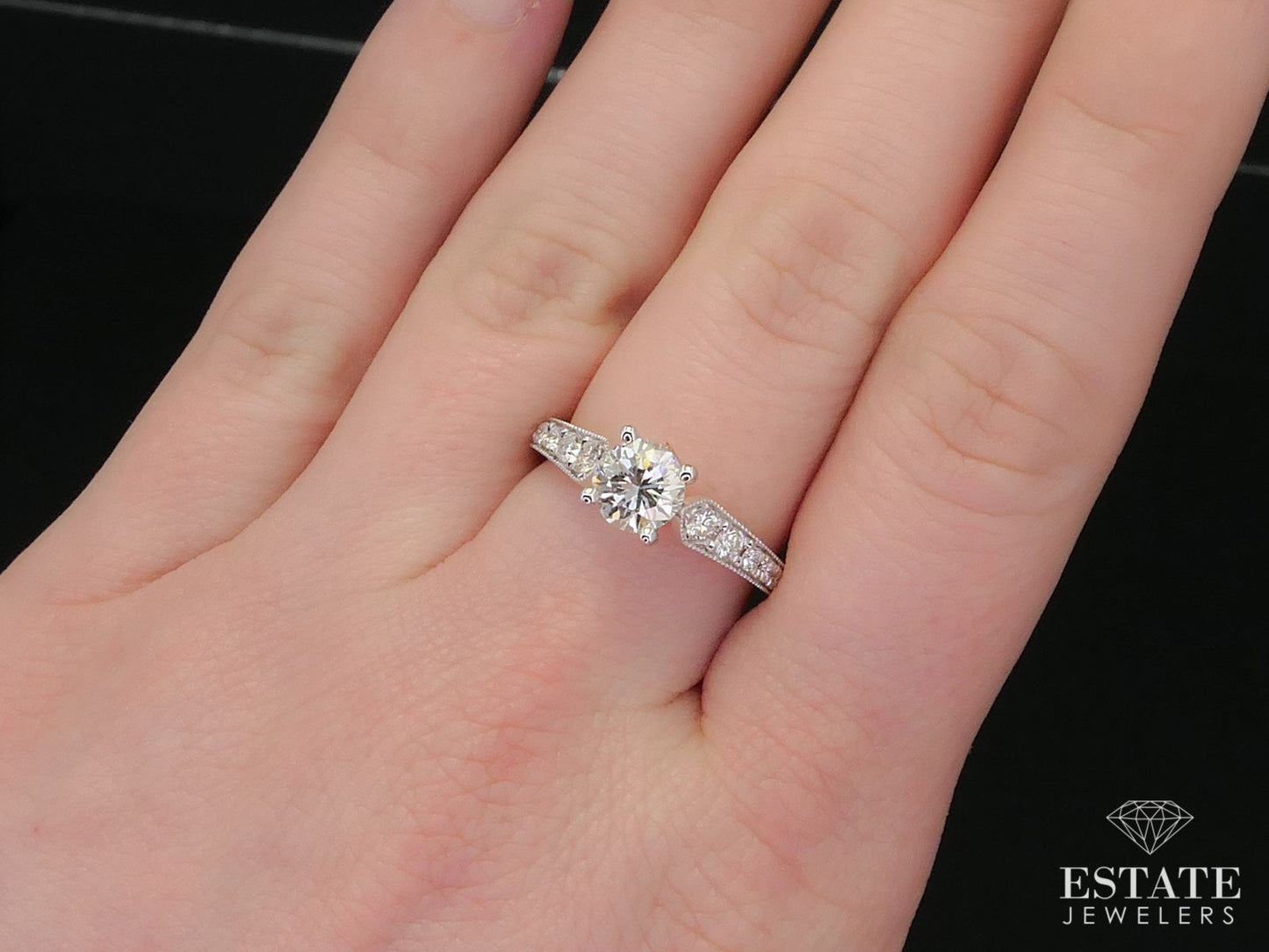 NEW 14k Two Tone Gold Round GIA Natural .98ct Diamond Engagement Ring 3g i11832