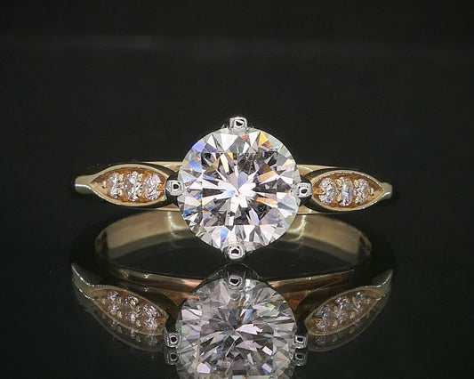 NEW 14k Yellow Gold Round 1.07ct Natural Diamond Engagement Ring i12456