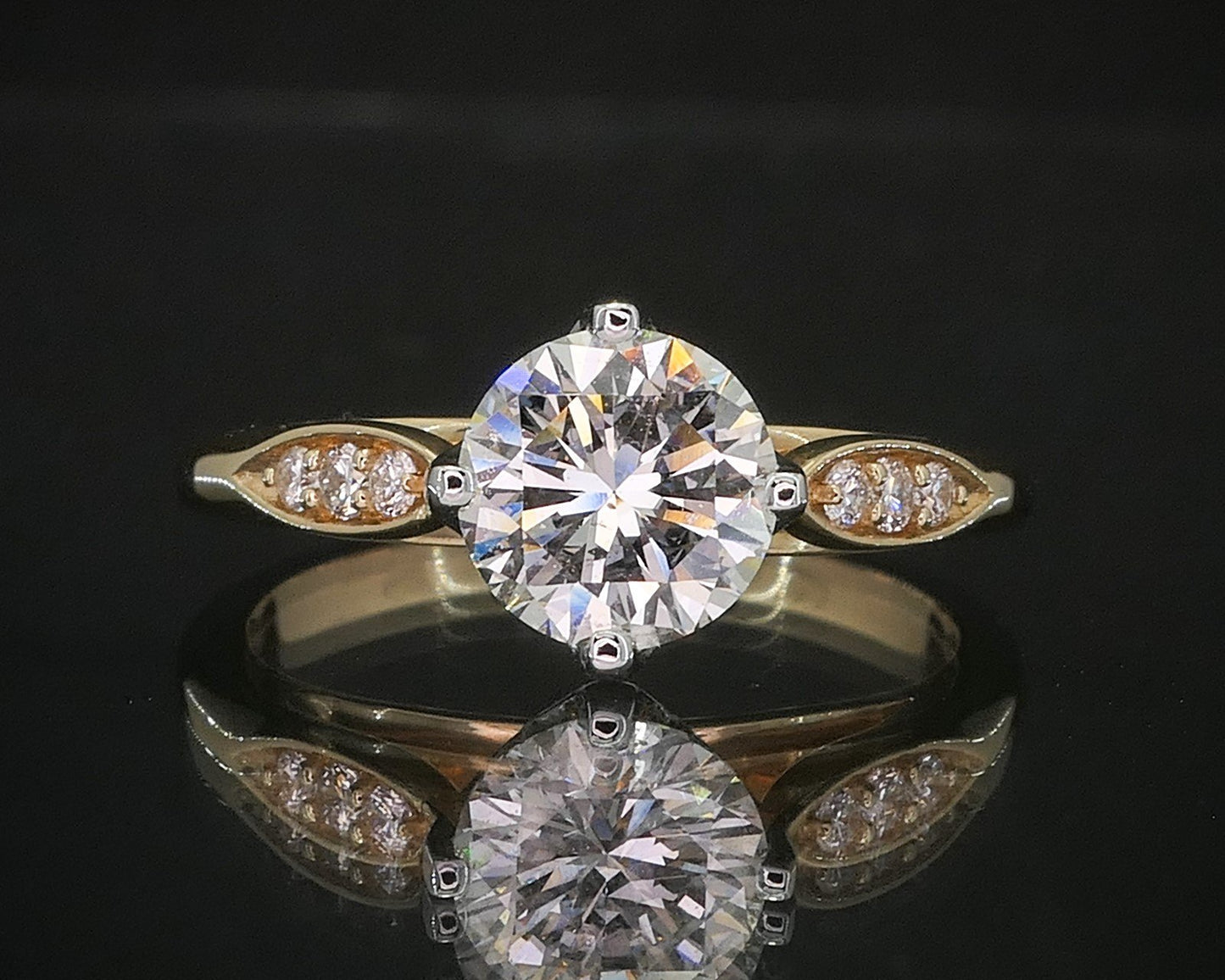 NEW 14k Yellow Gold Round 1.07ct Natural Diamond Engagement Ring i12456