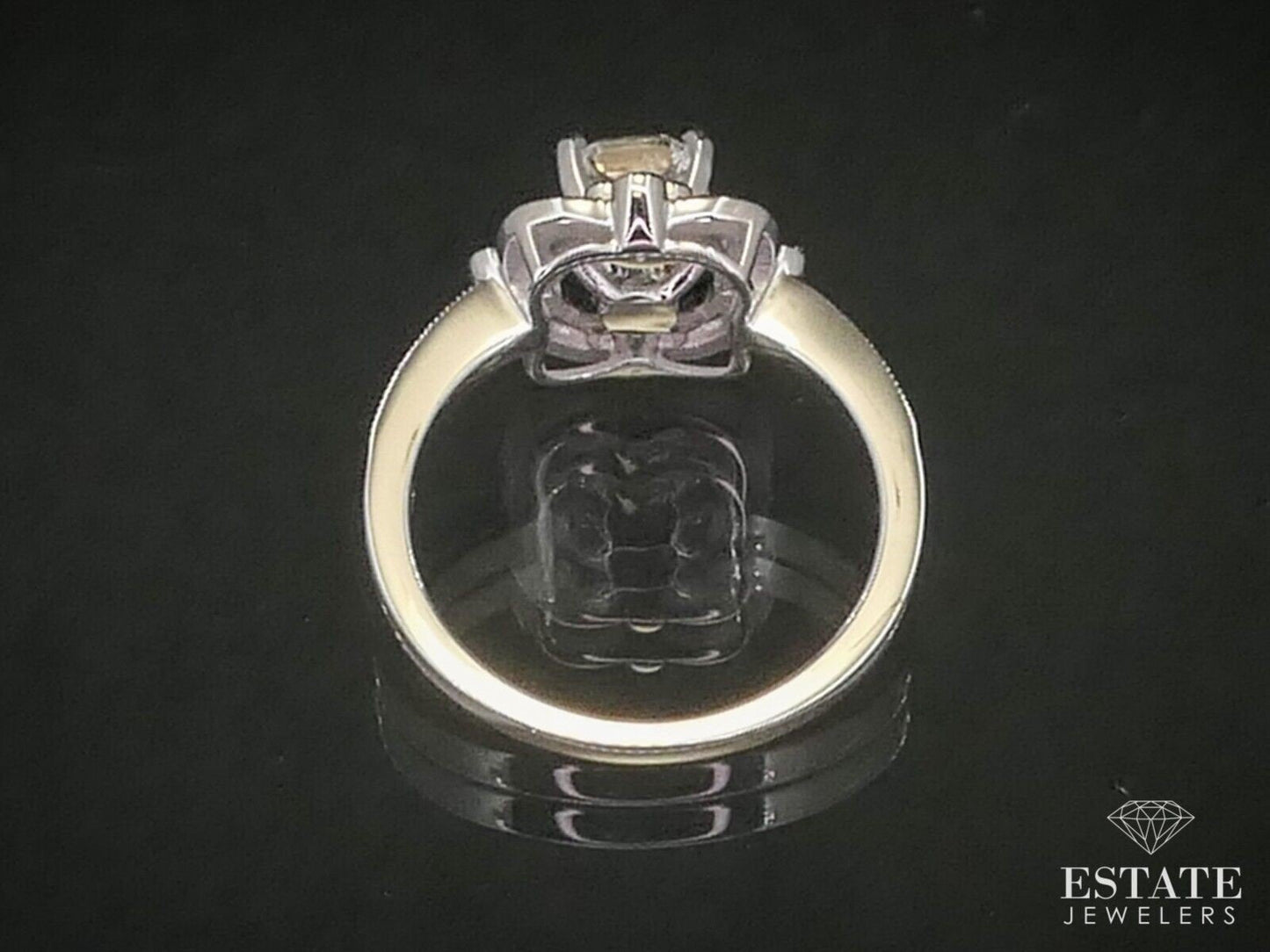 14k White Gold Cushion Cut 1.09ct Diamond Halo Engagement Ring 4.5g i12499