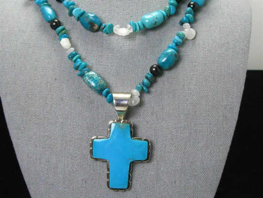 Sterling Jay King Mine Finds Turquoise Moonstone Pearl Beaded Necklace i14531