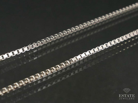NEW 14k White Gold 1mm Box Chain Link Ladies Necklace 3.5g 18"L i5184