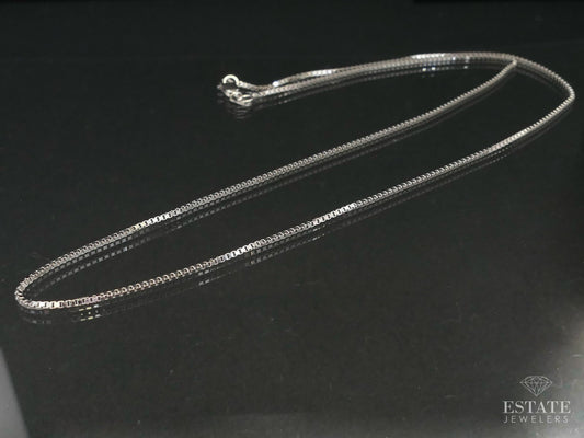 NEW 14k White Gold 1mm Box Chain Link Ladies Necklace 3.5g 18"L p29965