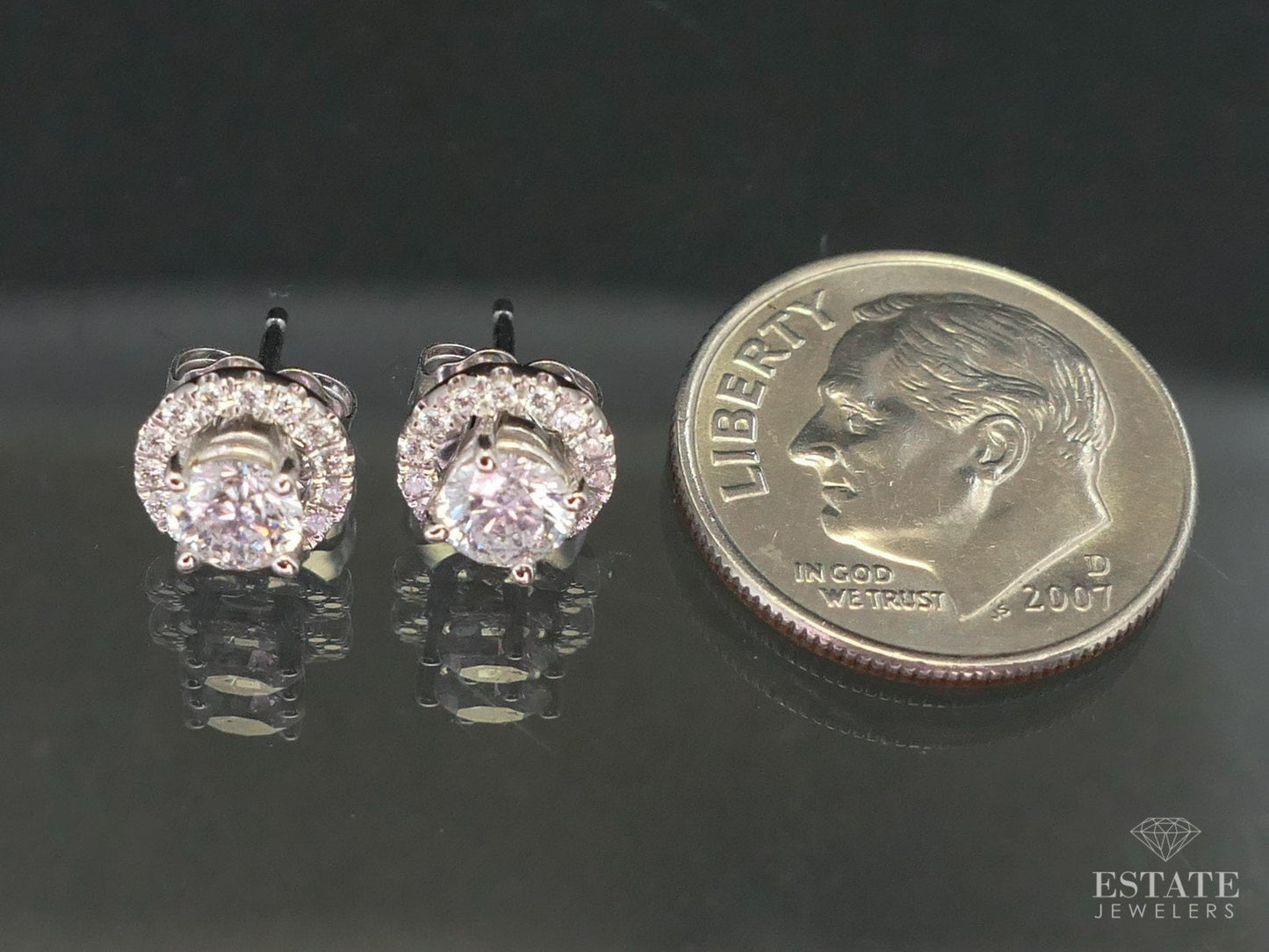 NEW 14k White Gold Round Natural .76ctw Diamond Stud & Jacket Earrings i12934