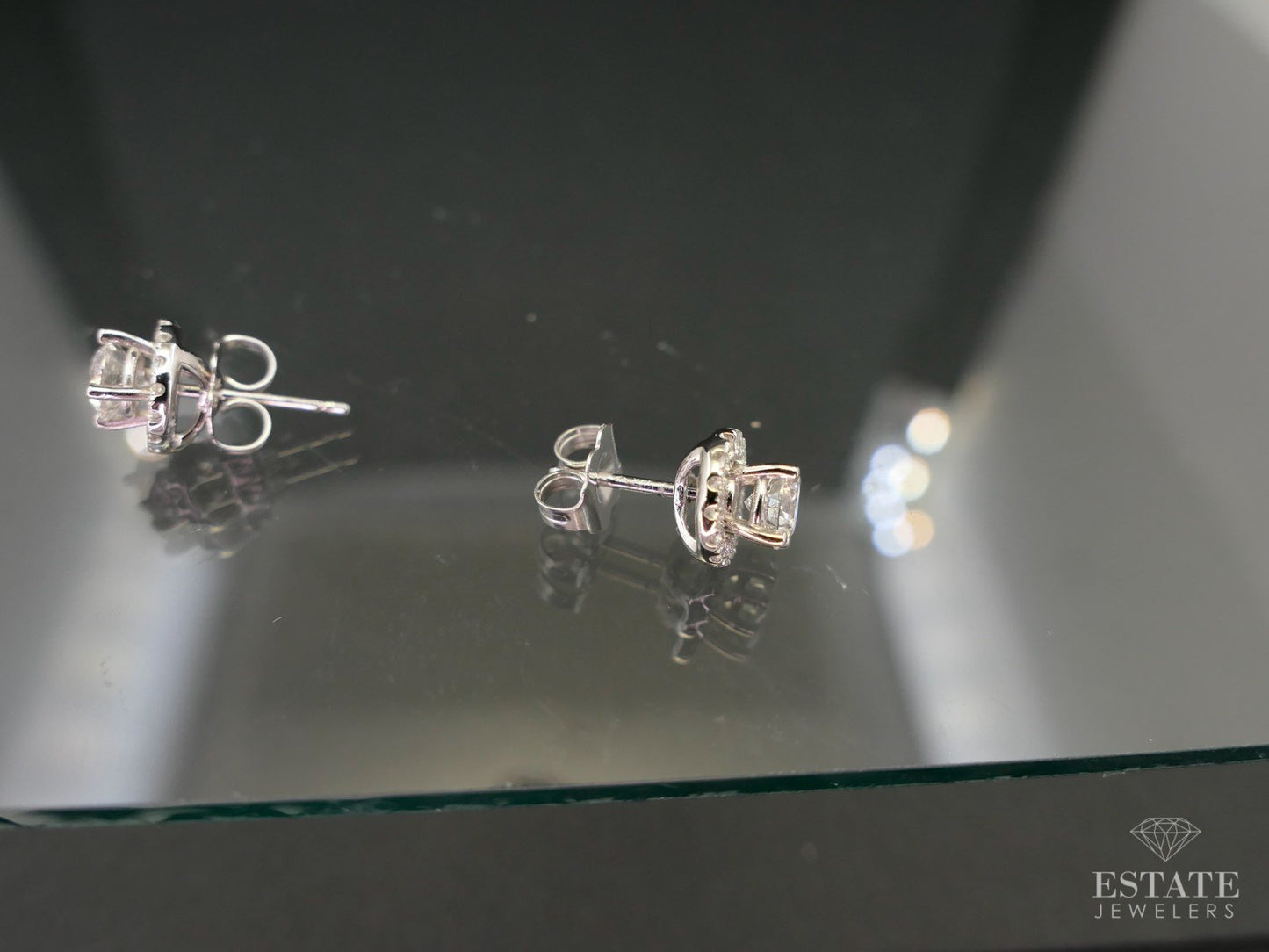 NEW 14k White Gold Round Natural .76ctw Diamond Stud & Jacket Earrings i12934