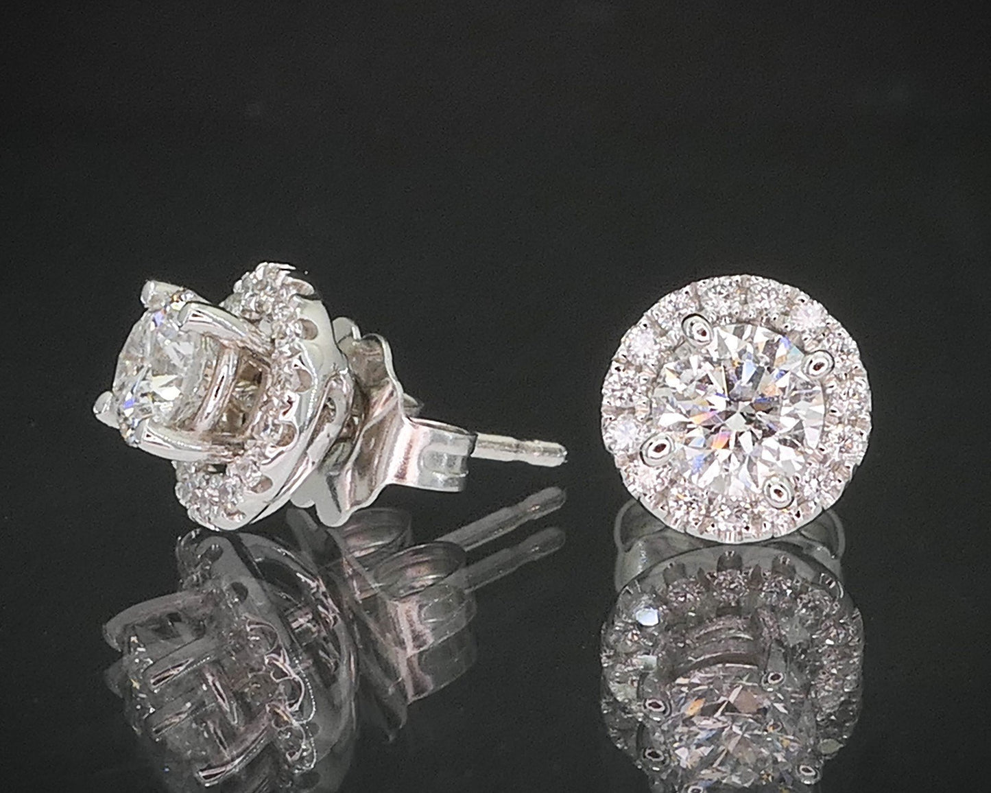 NEW 14k White Gold Round Natural .76ctw Diamond Stud & Jacket Earrings i12934