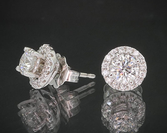 NEW 14k White Gold Round Natural .76ctw Diamond Stud & Jacket Earrings i12934