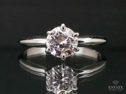 Estate 14k White Gold Round Cut Natural .79ct Diamond Solitaire Ring 2.3g i13320