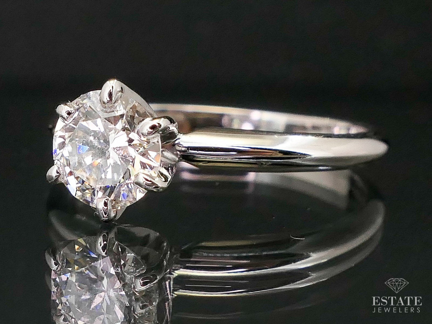 Estate 14k White Gold Round Cut Natural .79ct Diamond Solitaire Ring 2.3g i13320