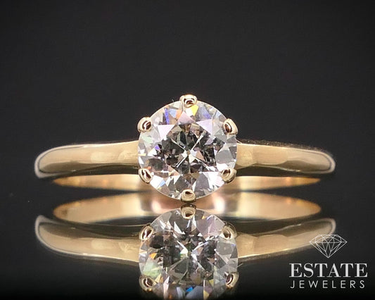 Antique 14k Yellow Gold Natural .39ct Diamond Solitaire Ring 1.7g i13780