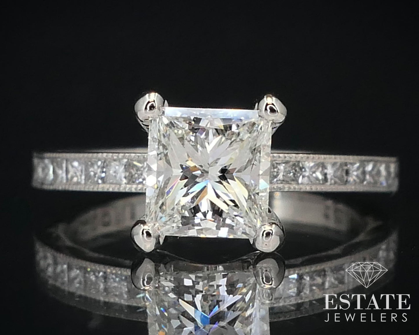 18k White Gold GIA Princess 1.20ct Diamond Tacori Engagement Ring 4.4g p53584