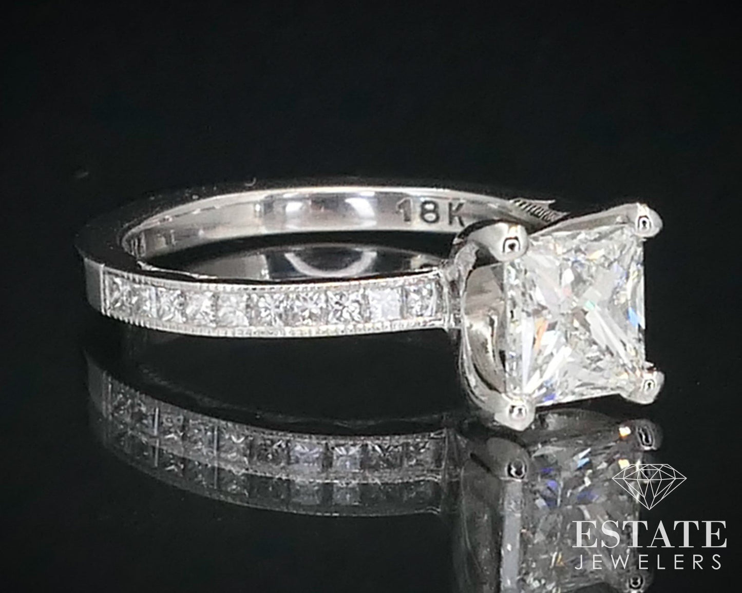 18k White Gold GIA Princess 1.20ct Diamond Tacori Engagement Ring 4.4g p53584