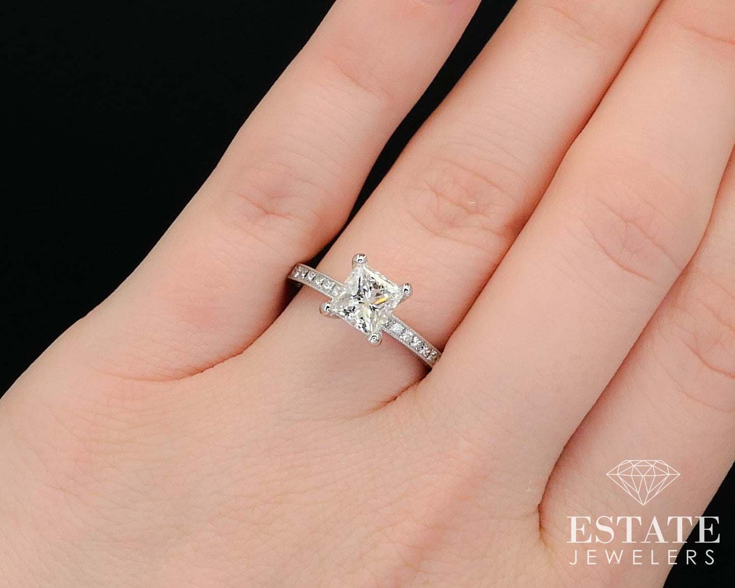 18k White Gold GIA Princess 1.20ct Diamond Tacori Engagement Ring 4.4g p53584