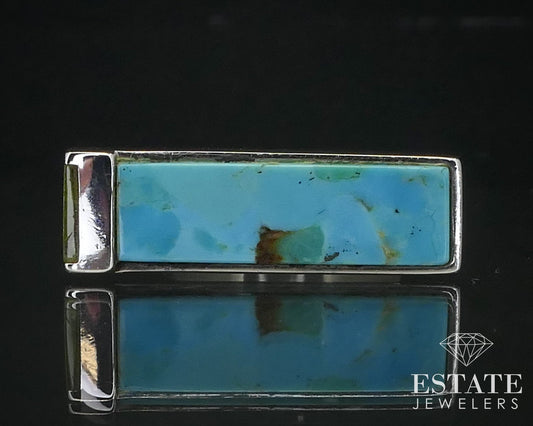 Sterling Jay King Mine Finds Natural Turquoise Bar Band Ring 9.1g i14048