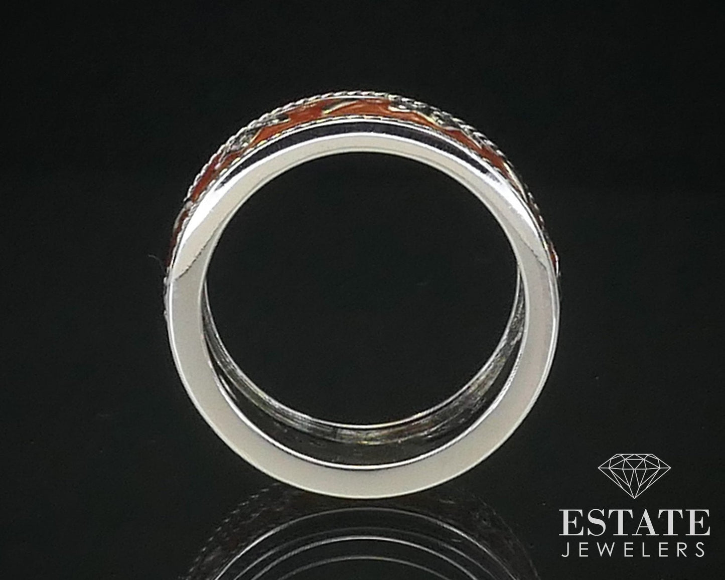 Sterling Silver 9mm Pink Enameled CZ Flower Ladies Band Ring 8g i14040
