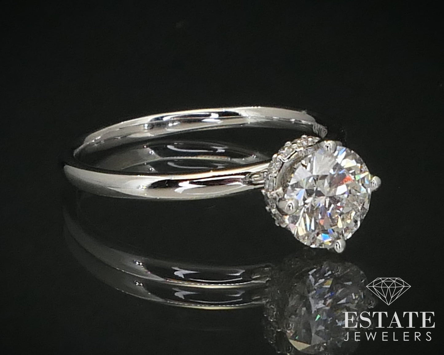 14k White Gold Round 1.05ct Lab Created Diamond Engagement Ring 2.1g i12363