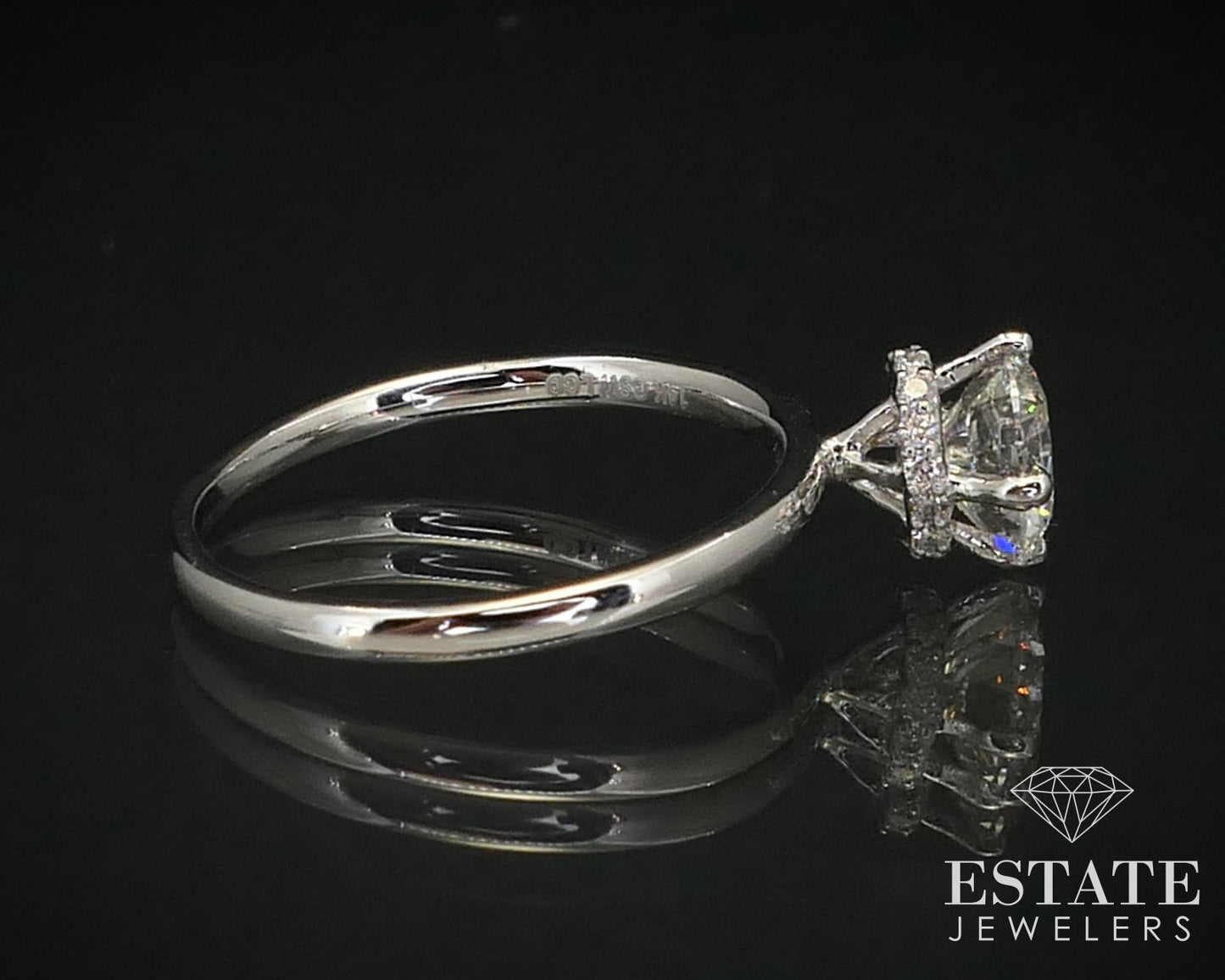 14k White Gold Round 1.05ct Lab Created Diamond Engagement Ring 2.1g i12363