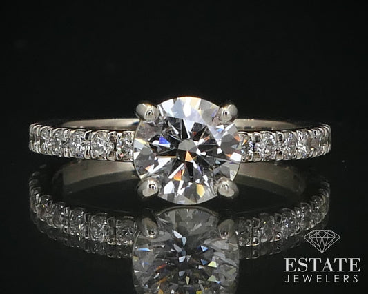 14k White Gold Round 1.33ctw Lab Created Diamond Engagement Ring 2.7g i6265