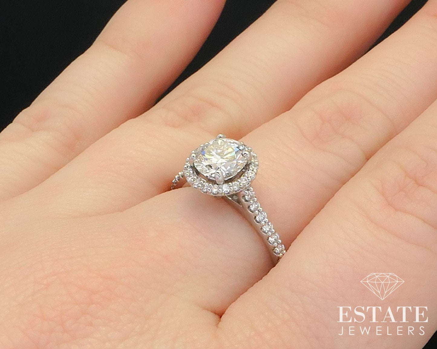 14k White Gold IGI 1.03ct Lab Created Diamond Halo Engagement Ring 3.2g i10435