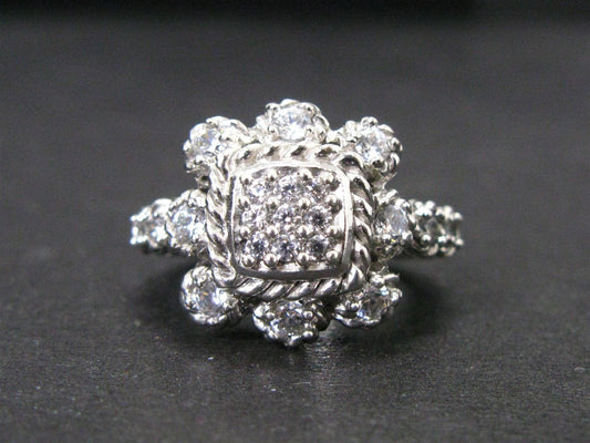 Sterling Silver CZ Flashy Judith Ripka Beaded Cable Cocktail Ring 8.5g i14134