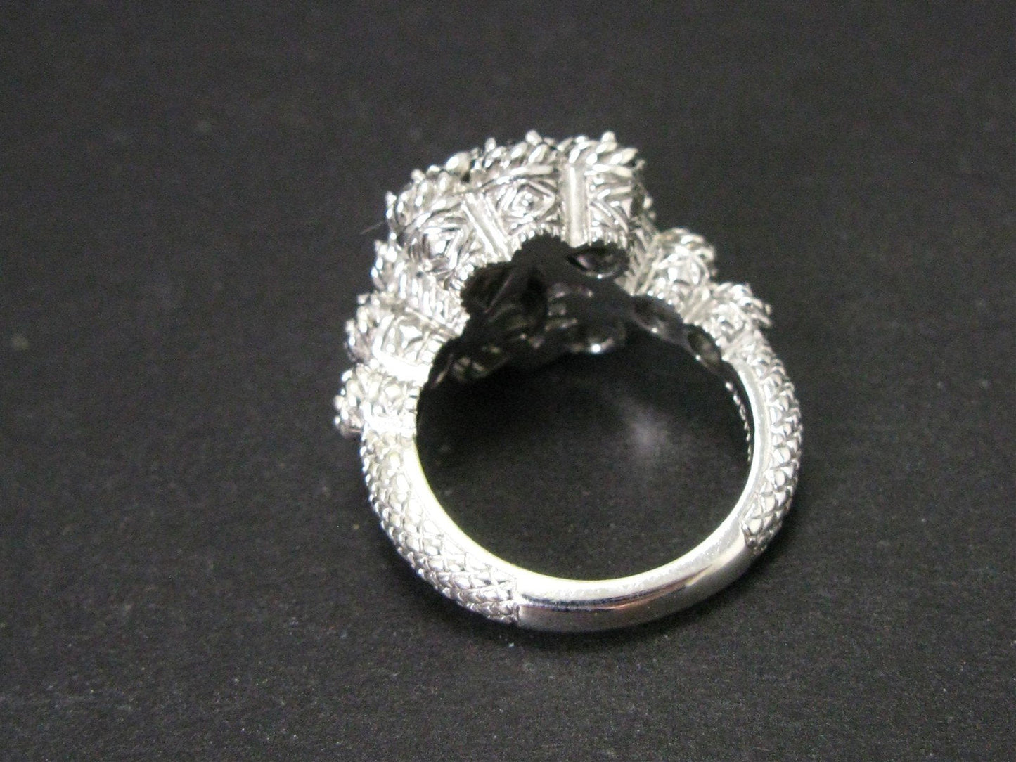 Sterling Silver CZ Flashy Judith Ripka Beaded Cable Cocktail Ring 8.5g i14134