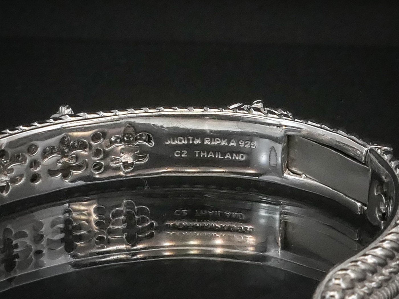 Estate Sterling Silver CZ Judith Ripka Cable Hinged Cuff Bracelet 48.6g i14124