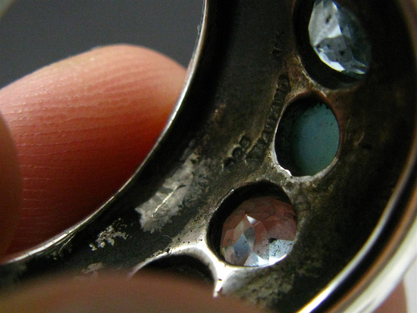 Sterling Silver Natural Natural Larimar & Blue Topaz Band Ring 7.9g i14220
